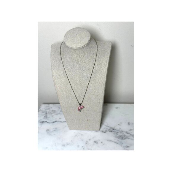 Pink Crystal Dolphin Pendant Necklace On Ball Chain - Picture 2 of 7